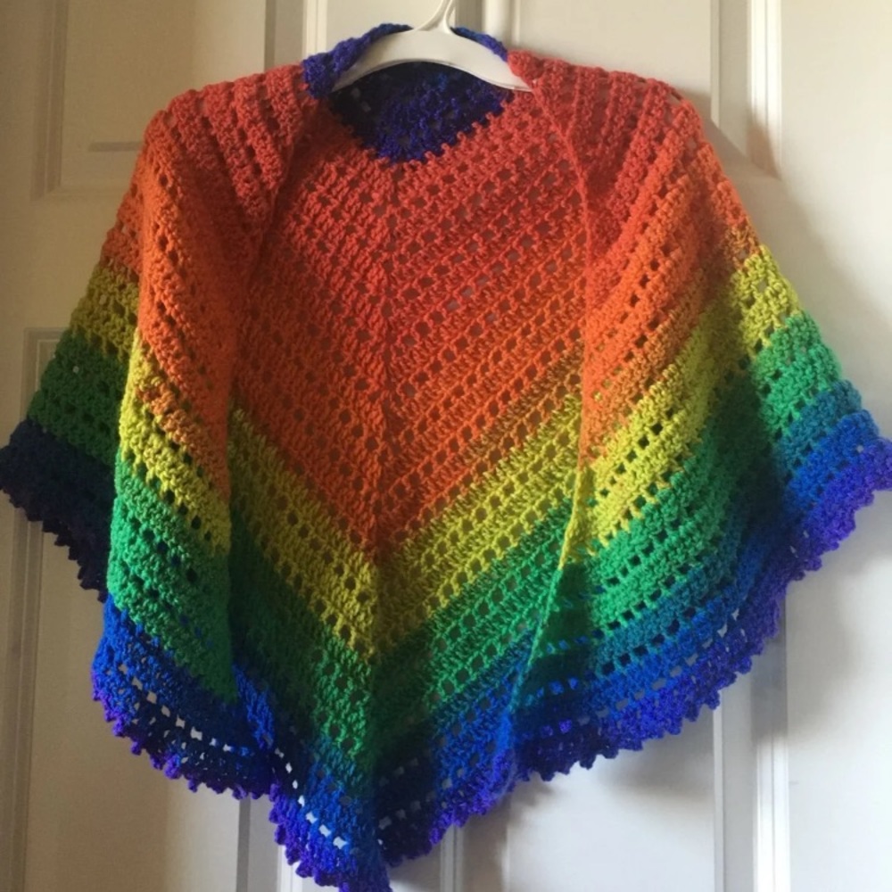 Rainbow shawl handmade very soft